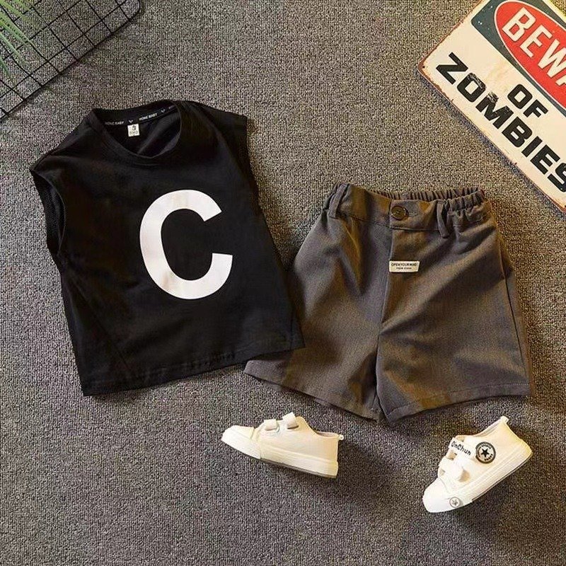 طقم ولادي بدون اكمام نمط حرف C - الصورة 2