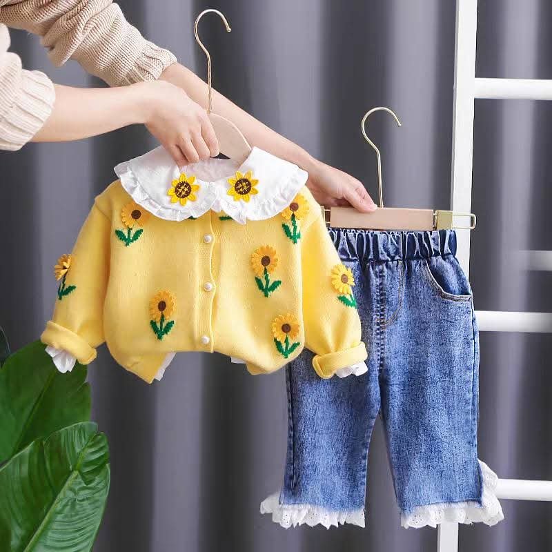 طقم بناتي من احدث صيحات الموضة مكون من 3 قطع فخمة - الصورة 4