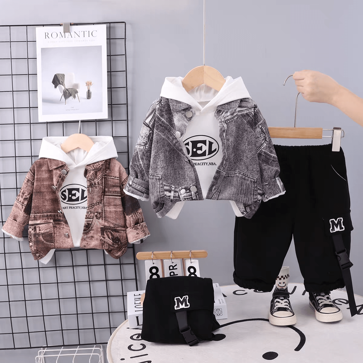 طقم ولادي فخم مكون من هودي وجاكيت وبنطلون